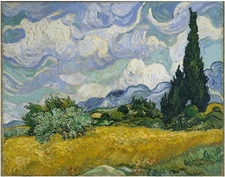 Art Giclee Printed Oil Painting Van gogh Wheat Field with Cypresses Home Canvas