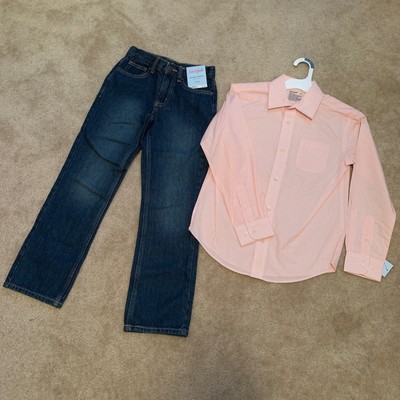 Cat & Jack Long Sleeve Polo Shirts and Pants Outfit Set for Kids Size 8 NWT 
