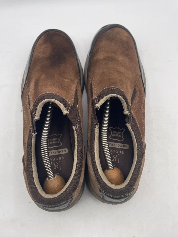 Mocassim George Masculino Tamanho 9 Marrom Camurça Slip-On Almofada Espuma de Memória - Imagem 4 de 4