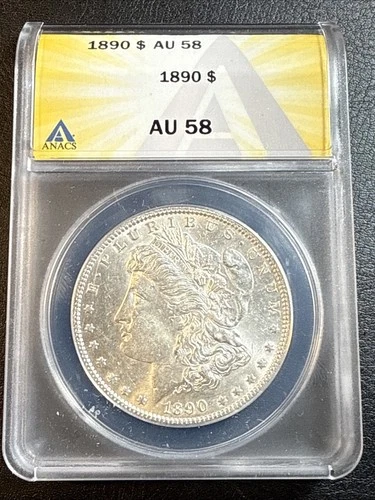 1890 P Morgan Silver Dollar ANACS AU58