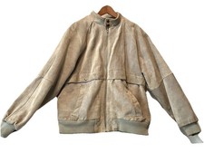 Vtg 1980s XL Rough Cut Suede Leather Bomber Jacket Gray Needs Cleaned But Good