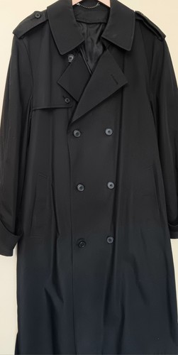 Vtg Newport Harbor Trench Coat Black Collar Belted Double Breasted, Size XL READ - Picture 4 of 21