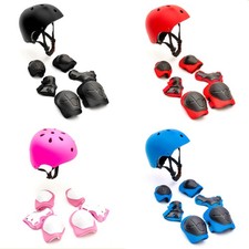 Heavy Duty ABS Kids Helmet Knee Elbow Wrist Pads Inline Roller Skating 3-9 Yrs