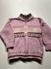 Vtg Dale Of Norway Sweater Pink 1/4 Zip Quarter Mockneck Aztec Kids Girls Sz 4