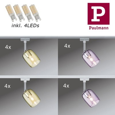 4er Set  Paulmann URail Schienensystem Spot Blossom inkl 4x G9 Warmweiß  LED 3W