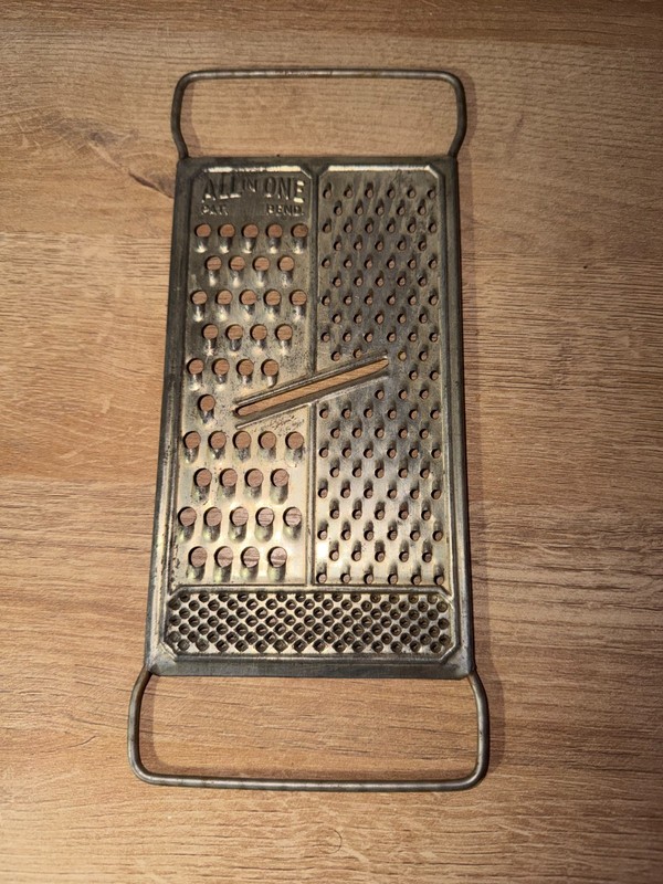 Grater Vintage All In One Brand Metal Flat Cheese Vegetable Grater Rustic 10.5"H