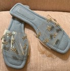 Denim Slides Sandals W/ Rhinestone Jeweled Bows SZ 7 New with tag — photo 4