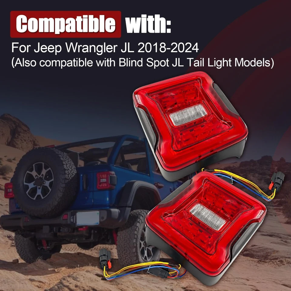 Luces traseras LED para Jeep Wrangler JL 2018-2024 con enchufe de punto ciego y par de soportes  Foto 2 de 4