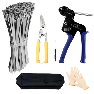 Heavy Steel Cable Tie Tool：Stainless Steel Zip Tie Gun, Metal Tie Wrap Gun Ki...