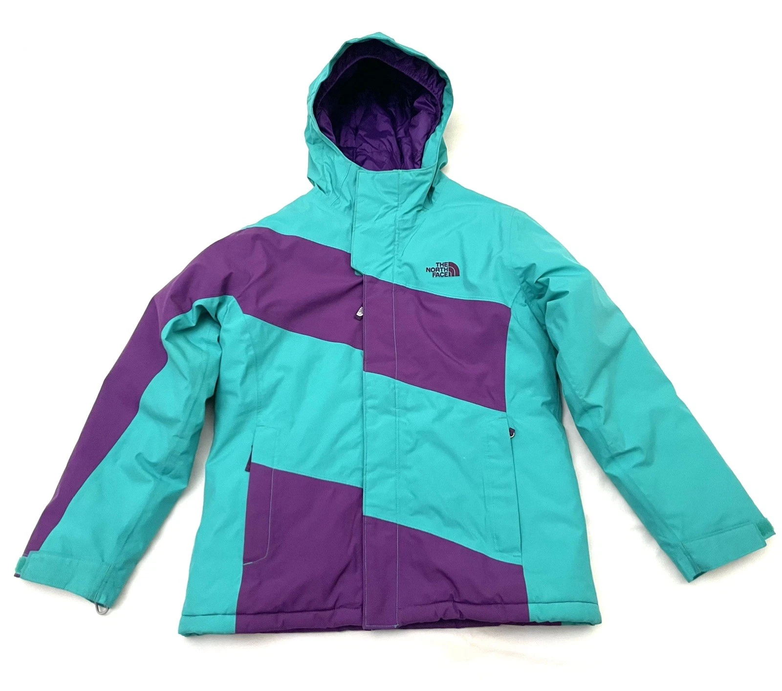 The North Face Girls Hyvent Jacket Large (14/16) Teal / Purple Waterproof Hiking