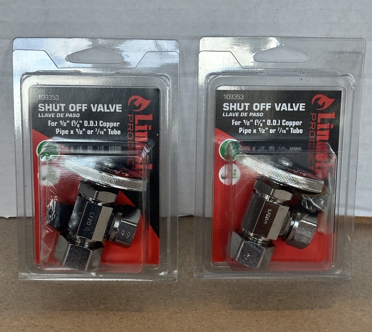 Lot Of 2 Manual Shut-Off Valve For 1/2” (5/8”OD) Copper Pipe 1/2” Or 7/16” Tube