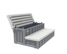 Accents 36" Deck Patio Spa Hot Tub Storage Compartment 2-Steps Spa Hot Tub Grey