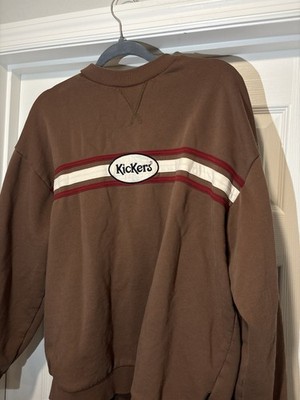 Kickers Jumper Sweater Retro Style Spell Out Large Mustard Y2K Grandpa Core