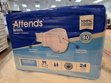 Attends Classic Adult Incontinence Unisex Briefs Sz M Max Absorbency DDA20 24 Ct