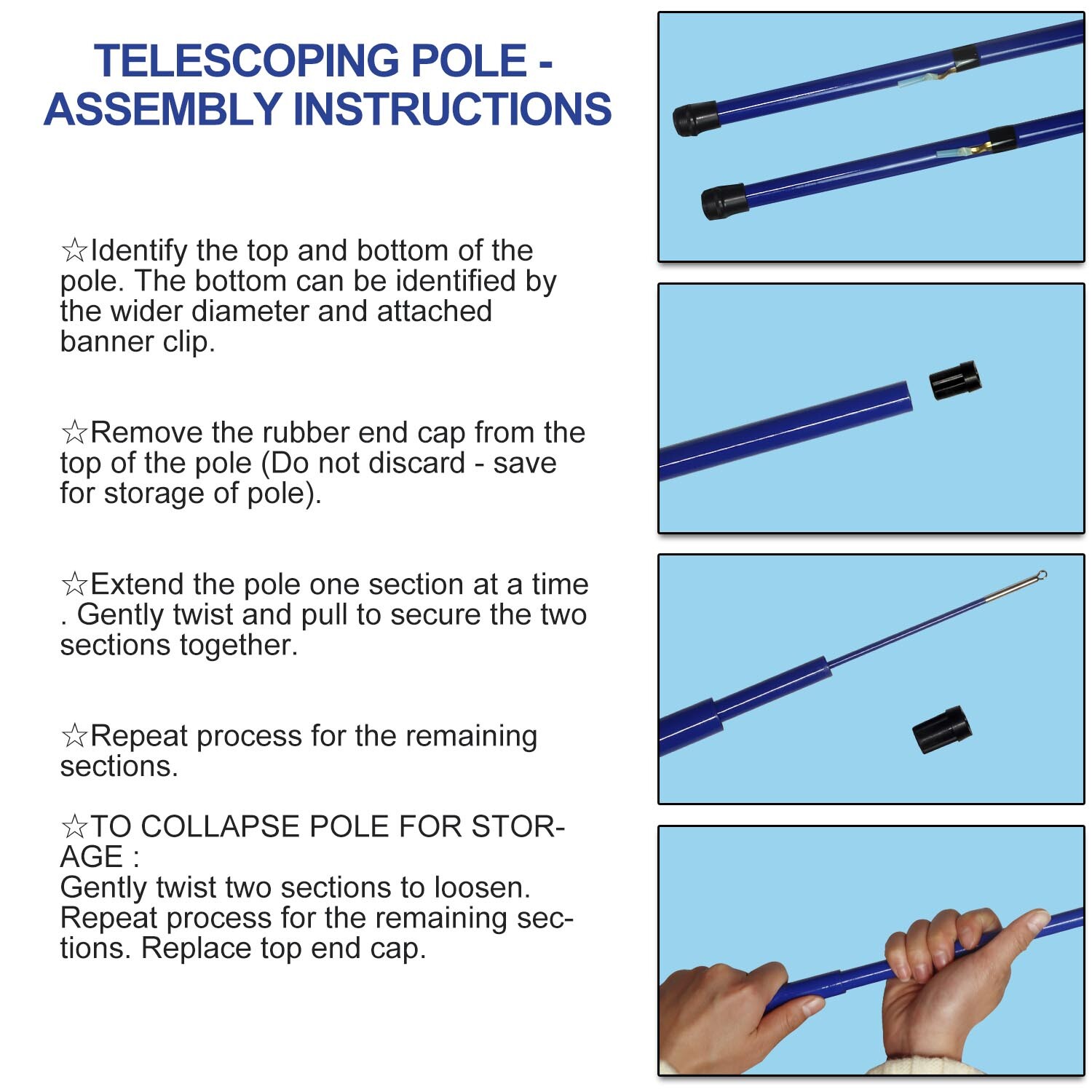 Anley 10Ft Telescopic Flagpole Retractable Fiberglass Telescoping