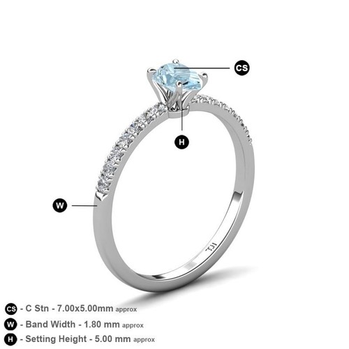 Pear Shape Gemstones & Diamond Solitaire Plus Rings 14K White Gold JP:310865 - Picture 6 of 26