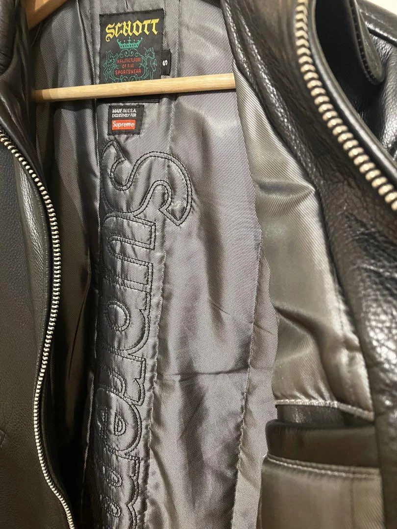 supreme schott collaboration leather work jacket black size S mint
