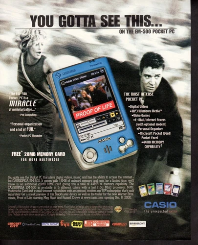 Vintage print advertisement GAMES CASIO EM-500 Pocket PC mobile video player 01