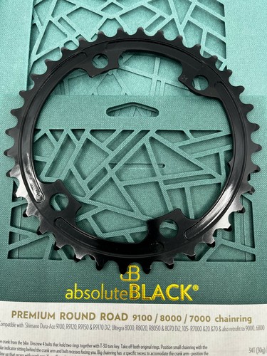 AbsoluteBlack 2x Premium Round Road Chainring For 91xx/80xx/70xx (Black/Grey) - Picture 7 of 7