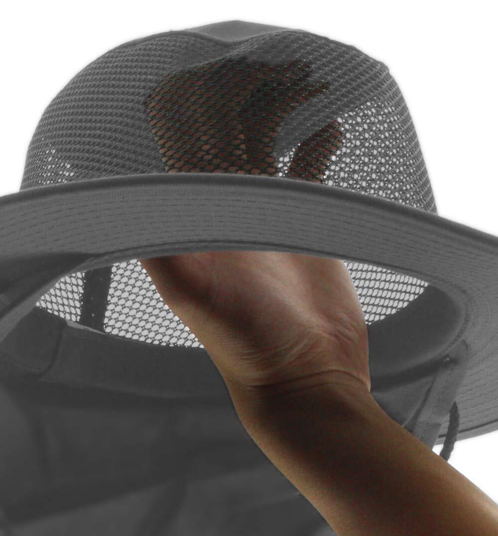 JFH GROUP Wide Brim Unisex Safari/Outback Summer Hat w/Neck Flap (Large, Brown