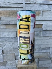 Florida License Plate 20oz Skinny Tumbler custom drinkware with straw Gift Idea