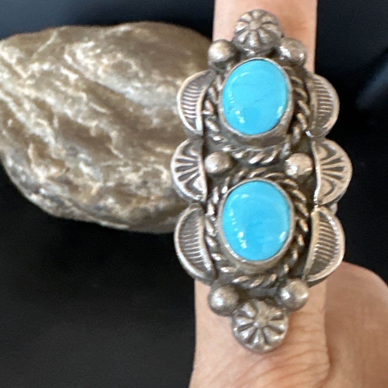 Navajo Sterling Silver Blue Kingman Turquoise Ring Sz 8.5 15892 | eBay