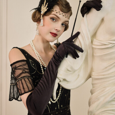Long Elbow Satin Gloves 1920s Opera Gloves Evening Party Dance Gloves for Women
