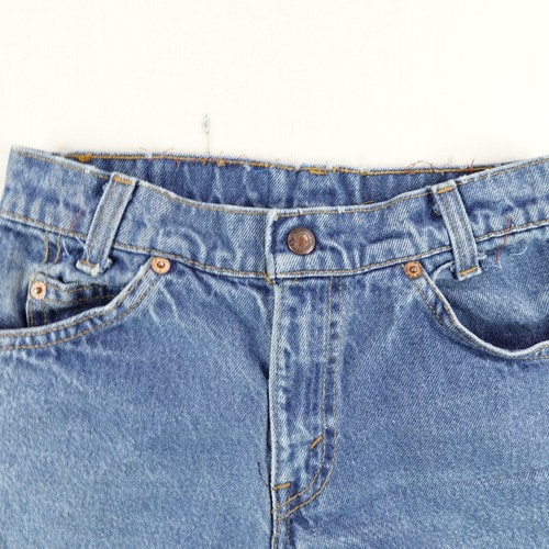 Vintage Levis Shorts Girls 14 Blue Denim Jean Cut Off Floral Orange Tab 80s Kids - Picture 2 of 11