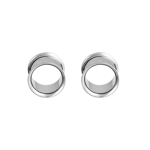Paire de boucles d'oreilles en acier chirurgical PVD argent double évasement boucles d'oreilles jauges bouchons - Photo 53/108
