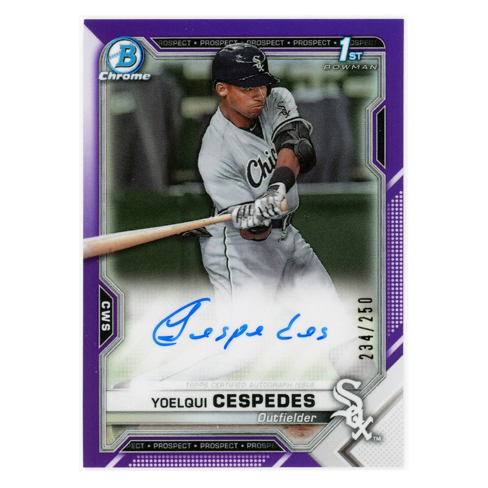 Yoelqui Cespedes AUTO 2021 Bowman Chrome Prospects #CPAYC Purple Refractor /250