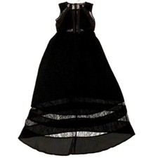 ASTR Black Lace Crochet Sheer Maxi Long High Low Cocktail Dress NWT New Size S