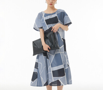 Women's Summer Dresses Soft Contrast Color Casual Short Sleeve Swing Dress  | eBay