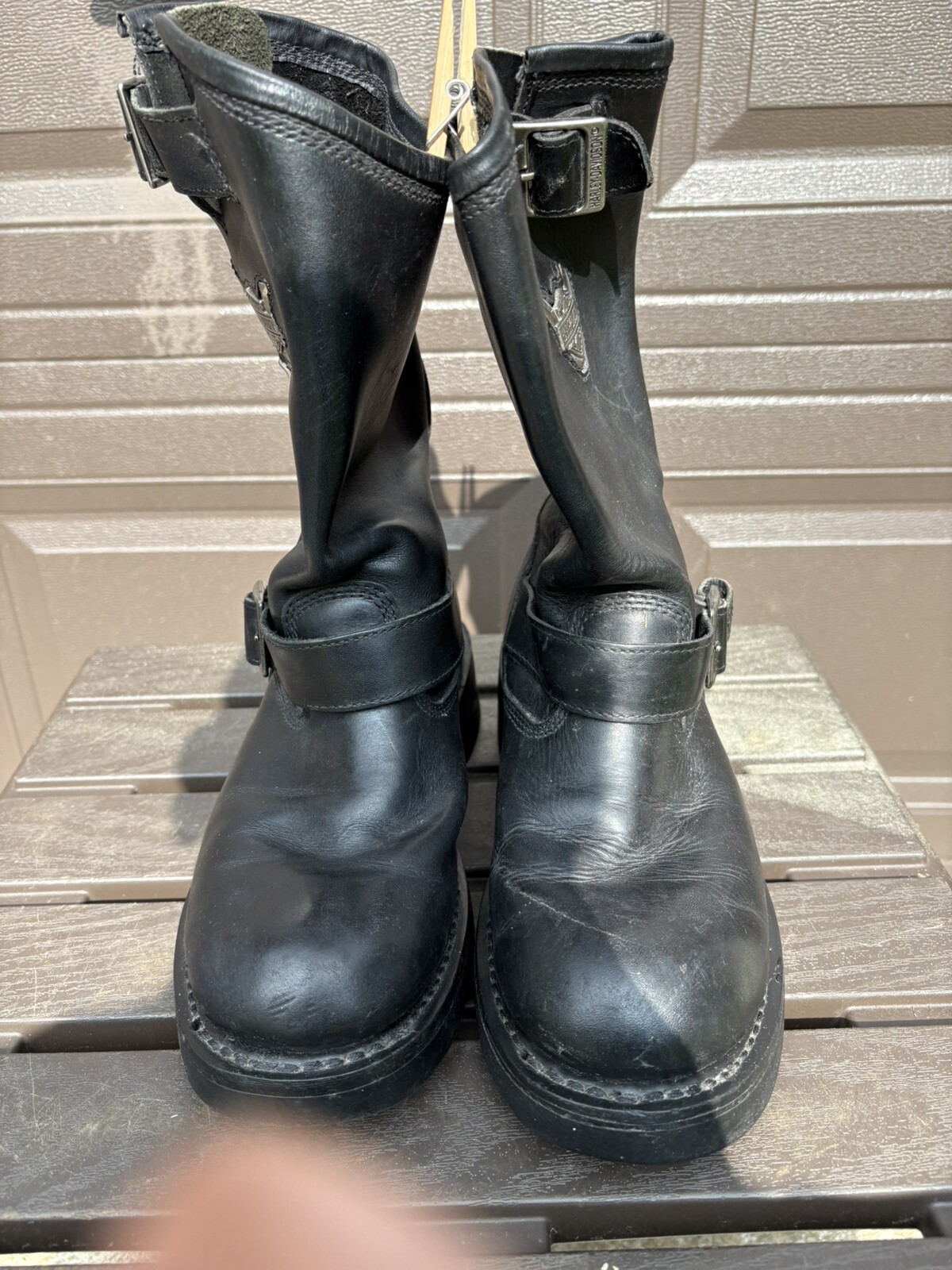 Harley Davidson Black Leather Motorcycle Boots Men’s Size 9 Model 91135