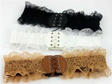 Korean Style Lady Girl Lace Faux Leather Elastic Stretch Corset Waist Belt LL008