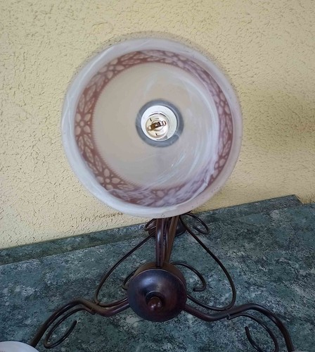 LAMPADARIO a sospensione in vetro marrone tre lobi, lato 60cm - Foto 7 di 8