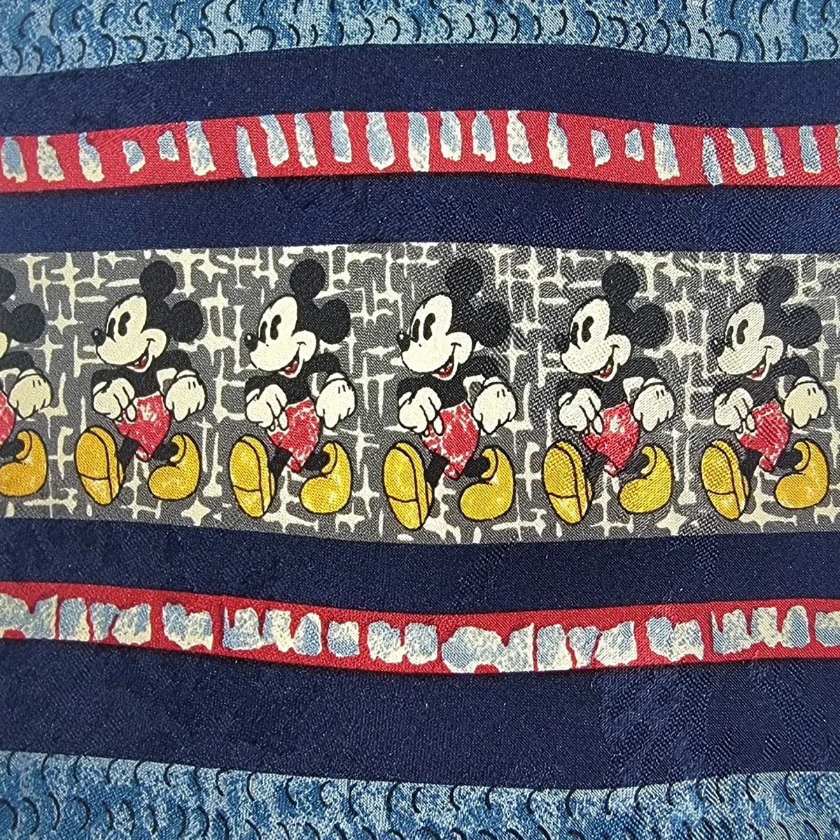 Mickey Mouse Tie Disney Store Blue All Over Print Silk Necktie Classic Novelty