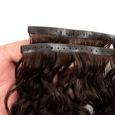22" Curly Wavy invisible Russian Hole Weft 100 Human Hair Extensions 100g