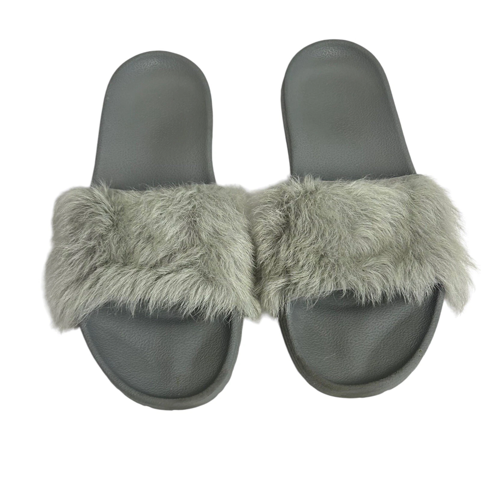 UGG Royale Shearling Slides sandali ciabatte pelliccia grigio taglia 11 donna peloso