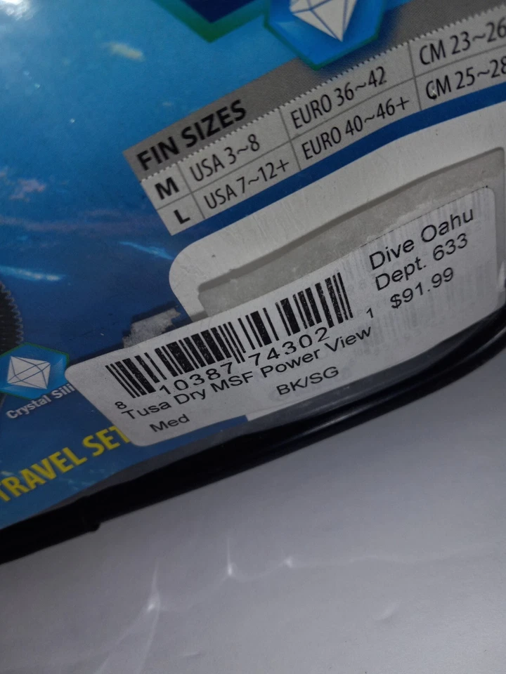 Aletas de snorkel Tusa Sport 100 % cristal silicona hoja larga - medianas EE. UU. talla 3-8 Foto 2 de 4