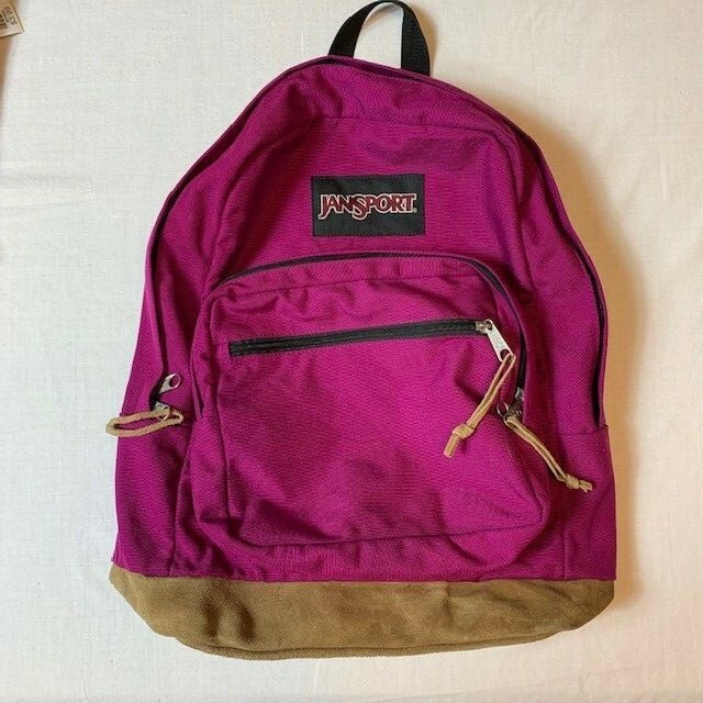 Jansport Originals Maroon Canvas Leather Bottom Backpack Book Bag eBay