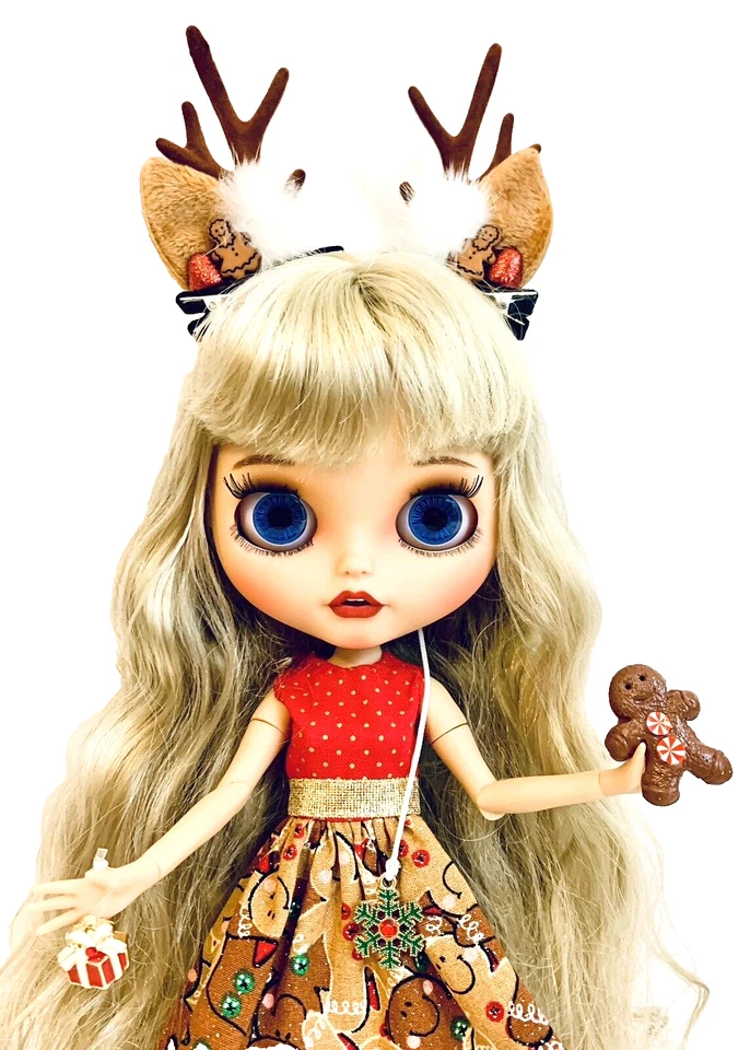 Muñeca articulada Blythe personalizada única en su clase niña pan de jengibre 12" en adorable traje navideño Foto 2 de 4