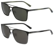 Cole Haan Men's Textured Browline Square Sunglasses w/ Horn Temples - CH6081