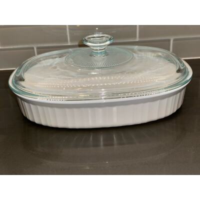 CorningWare French White Divided Oval Casserole Baking Dish F-6-B 