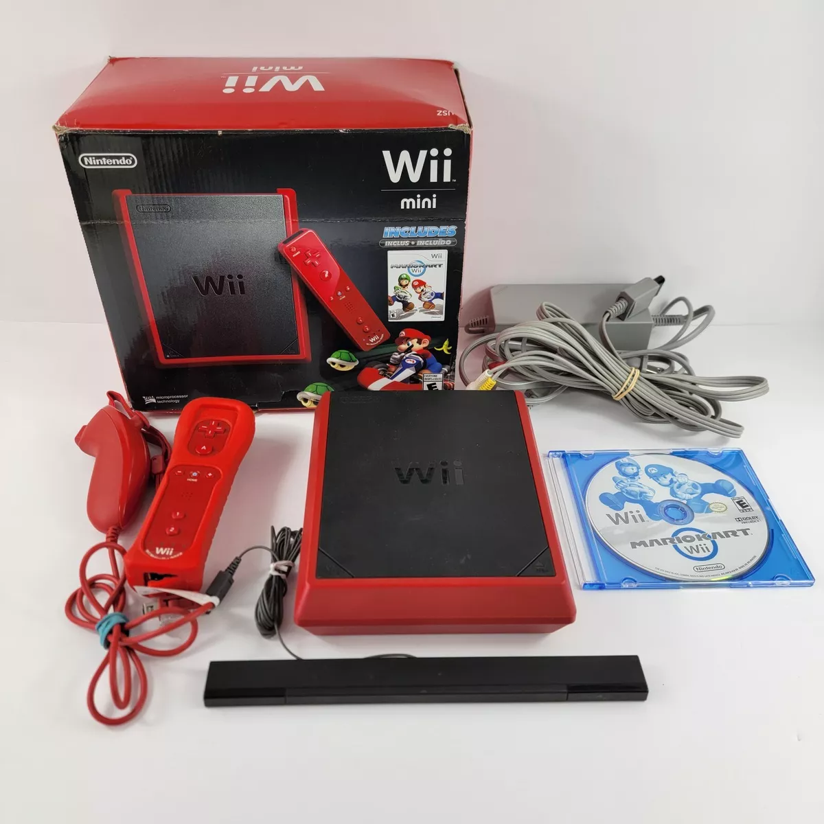 Red Nintendo Wii Mini Console Bundle Complete with Original Box & Mario  Kart Wii