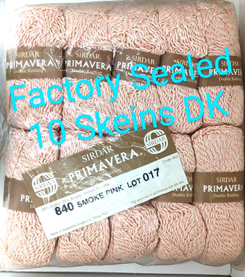 FACTORY SEALED! Sirdar Primavera 10 Lovely Skeins, DK Pink Machine Washable!