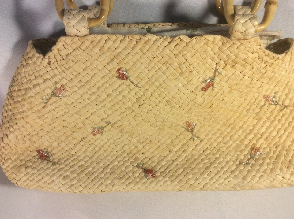 Bolso de Paja CAPPELLI Floral Diseñado Multicolor EXCELENTE Foto 3 de 4