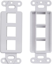 30 Pcs - 3 Port Decoration Wall Plate Keystone Insert 3 Gang White WallPlate