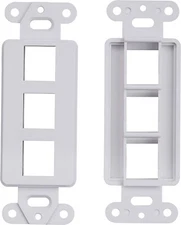 100 Pcs - 3 Port Decora Wall Plate Keystone Insert 3 Gang Jack White WallPlate