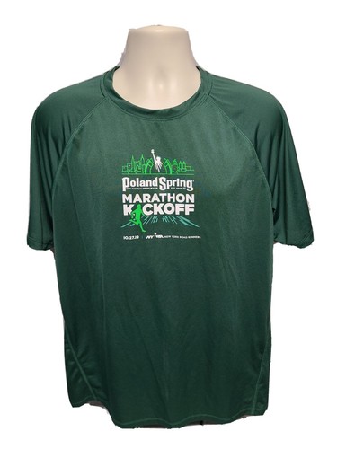 2019 NYRR Poland Spring Marathon Kickoff Run Mens Green XL Jersey