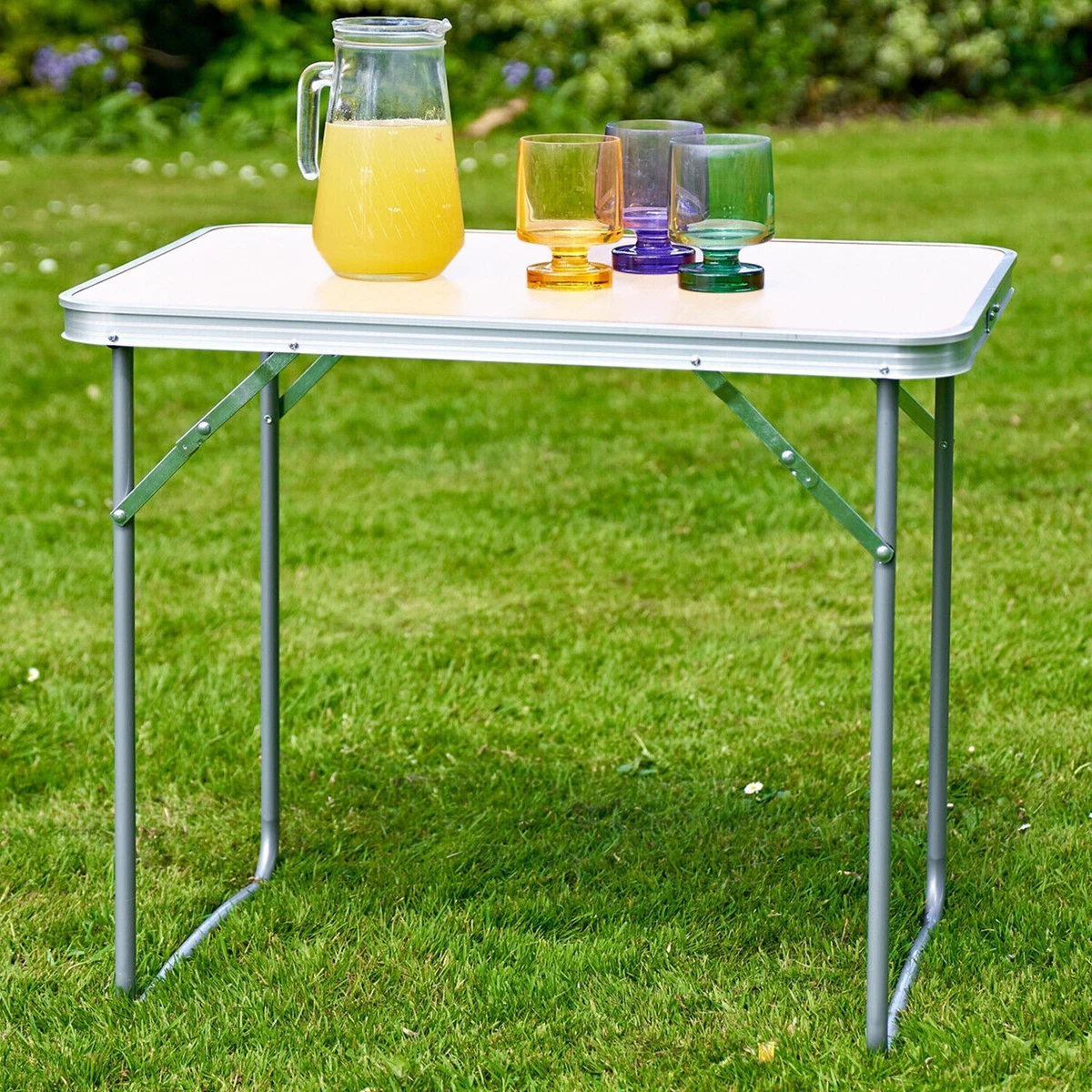 PORTABLE MDF WOODEN TOP FOLDING DINING TABLE GARDEN OUTDOOR PICNIC